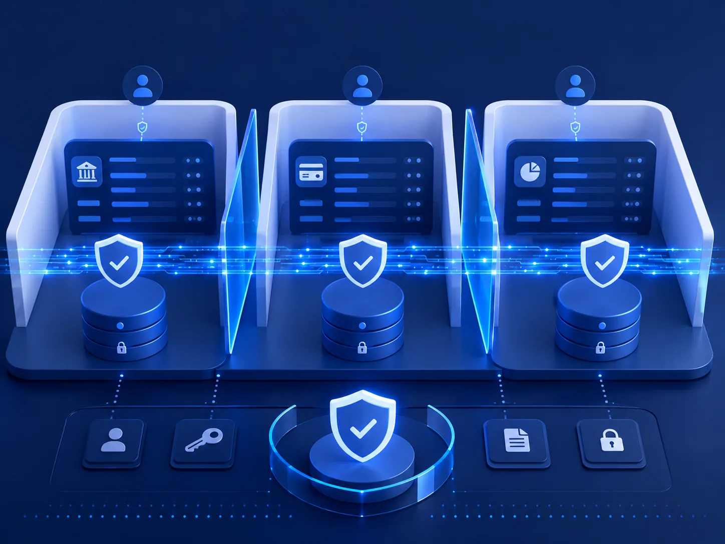 Financial data separated into controlled workspaces with protected records