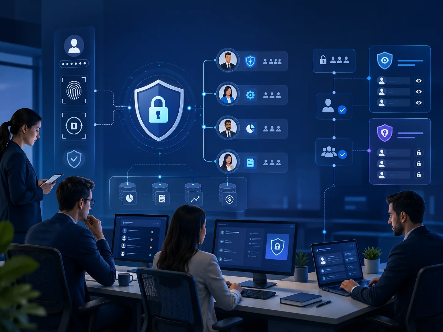 Workspace team identity controls with user roles and protected access