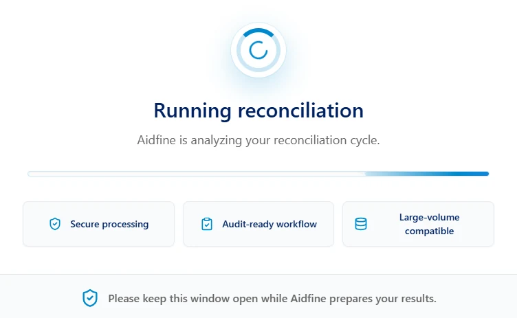 Aidfine running reconciliation