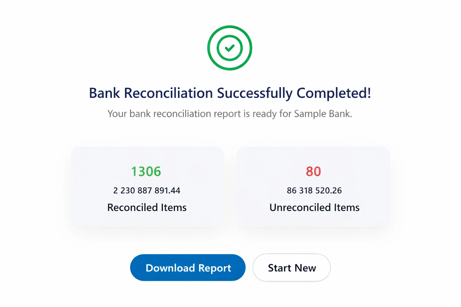 Aidfine reconciliation completion summary